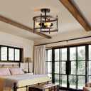 AGV LIGHTING Semi Flush Mount Ceiling Light Fixture, 3-Light Farmhouse Light Fixture Ceiling Mount Wooden Textures with Black