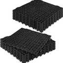 Modular Interlocking Cushion 12P 11.8" x 11.8" Interlocking Rubber Floor Drain Holes Non-Slip Splicing Drainage Mats for Deck, Shower, Kitchen, Drain Pool, Sauna Bath, Indoor Outdoor (Black)