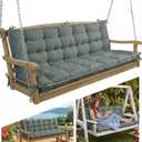 AS AWESLING 6040 INCH Oxford Fabric Swing Cushions with Backrest & Tie Straps - Crushed Sponge Filled for Outdoor Patio Bench, 2-3 Seater Replacement for Swing Chair (Gray, 60 INCH 40 INCH)