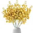 14Pcs Gold Christmas Glitter Berries Stems Christmas Tree Picks 7.8 Inch Artificial Christmas Picks Stems Faux Holly Berry Branches for Christmas Tree Ornament DIY Crafts Wreath Holiday and Home Decor