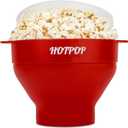 The Original HotPop Silicone Popcorn Maker - Microwave Popcorn Popper - Collapsible Bowl, Heat-Resistant, Easy to Clean, Ideal for Family Movie Nights, 15-Cup Capacity - Cherry (8x2.25)