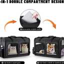 Cat Carrier for 2 Cats, Foldable Double Cat and Dog Carrier, Small to Medium Size, 2 Front Zippered Compartments,Two Pets Carrier for Outdoor Travel,Mulitple Cat Carrier (Black)