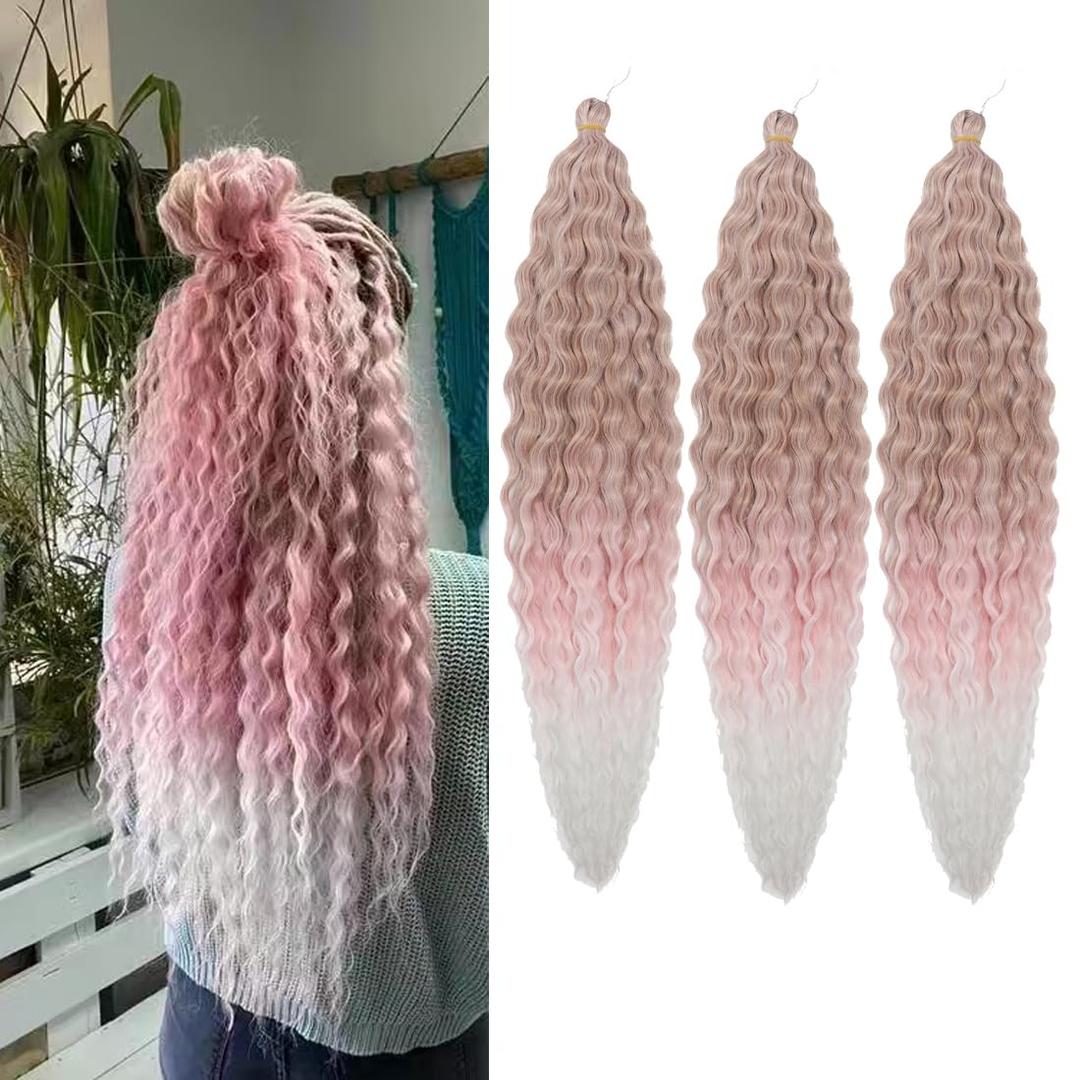 Ocean Wave Crochet Hair Extensions 30 Inch 3 Packs
Ombre Color,Blond to Pink to White,Deep Wave Braiding Hair for Black Women,Deep Curly Twist Crochet Hair For Daily Party
