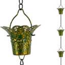 10ft Rain Chains for Outside, 12-Cup Rain Chain Replacement Downspout for Gutters,Eaves, Drainage, Adjustable Length(Yellow & Green)