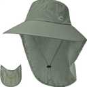 Sun Hat for Men Women with Neck Flap,UPF 50+ UV Protective Hiking Fishing Hats,Wide Brim Sun Hat for Women&Men (Gray, L)