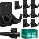 No Drill Curtain Rod Brackets, 8 PCS Self Adhesive Curtain Hooks 20lb, Peel and Stick Wall Hooks, Renter Friendly Upgrades for Apartment, Kitchen, Bathroom, Dorm, Living Room and RV