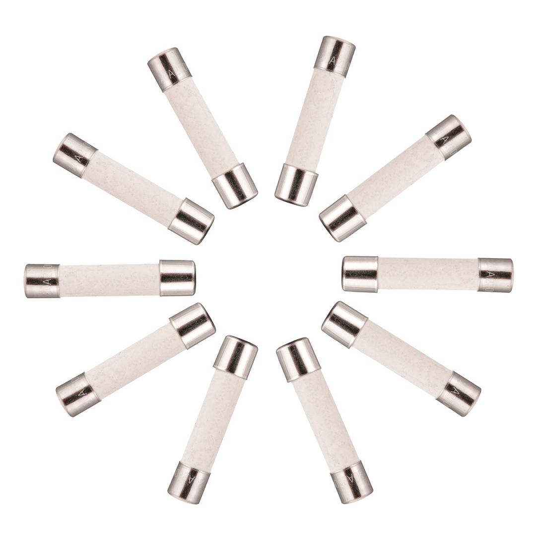 BOJACK T10A250V 6x30 mm 10A 250V Slow-Blow Ceramic Fuses 10 amp 250 Volt 0.24 x 1.18 Inch Ceramic Tube Time-delay Fuses (Pack of 20)
