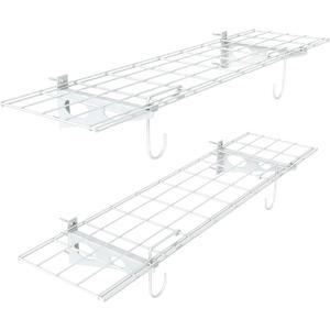 WALMANN Pack of 2 Garage Wall Shelves, 1 x 4 ft/12 * 48 inch Wall Mounted Storage Shelves for Garage Heavy Duty Floating Shelving, Holds Up to 220 Lbs (White)