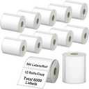 12 Rolls 6000 Pcs 4"x3" 3-Proof Direct Thermal Shipping Labels 1" Core Compatible with Zebra LP2844 ZP450 ZP505 ZD420 GX430T GK420T ZT410 ZD421 and Rollo MUNBYN, 103mmx76mm Thermal Sticker