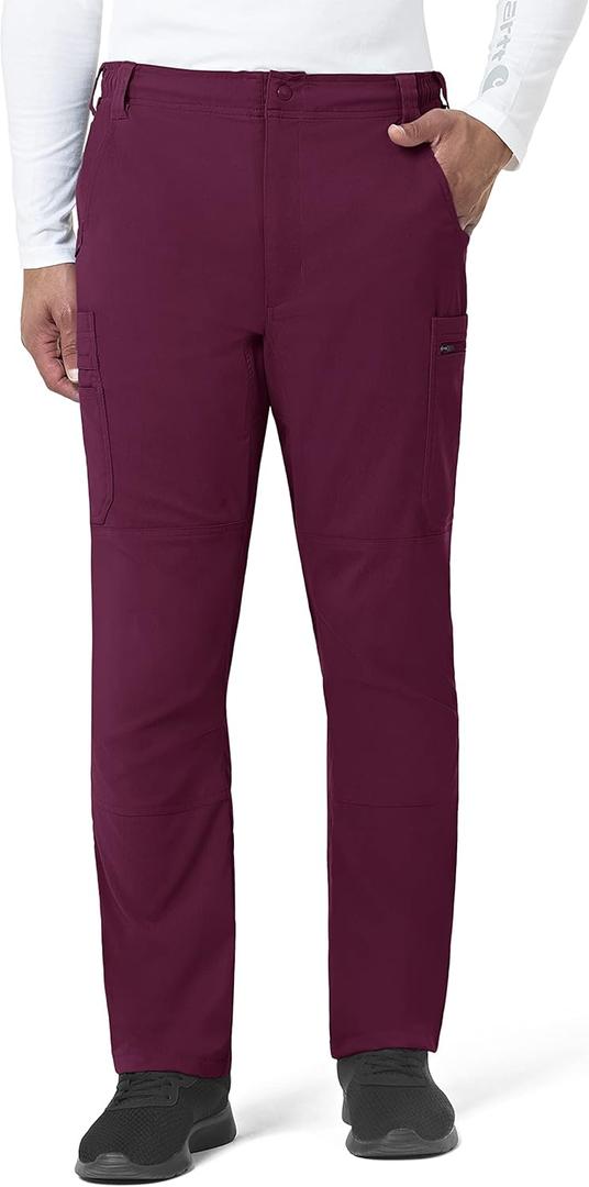 Carhartt Scrubs for Men, Force Essentials, Straight Leg Cargo Pants, with 9 Pockets (Small, Wine)