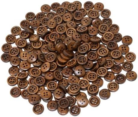 Honbay 50PCS 12.5mm 1/2 Inch Antique Brown Round Wooden Buttons 4 Holes Sewing Decorative Buttons for Skirts Gloves Sweaters Shirts Hats Scarves Headbands Scrapbooking and Crafts