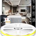 talkhigh 50FT COB Led Strip Lights, Uniform 6500K COB Rope Light,Bright Daylight White Lights,High Density,App/Remote Control,Indoor 24V Cuttable Cabinet Lights for Bedroom,Bookshelf,Showcase,Kitchen