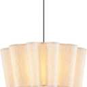 VILUXY Modern Fabric Pendant Light 23.6 Large Chandelier with Linen Flower Lampshade 3-Light Dining Room Light Fixture Farmhouse Hanging Ceiling Chandelier for Bedroom Kitchen Living Room Foyer