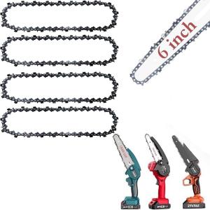 [ 4 Pcs ] 6 Inch Mini Chainsaw Chain 36 Drive Links 1/4LP .043, 6 Inch Replacement Chains for Cordless Electric Portable Mini Chainsaw For Wood Branch Cutting