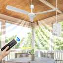 28-inch Outdoor Ceiling Fan for Gazebos, Indoor/Outdoor Spaces, RVs, Camping Tents, Canopies & Beach Areas. Features 3-Speed 3-Timer 12V Remote Control for Patios, Porches (white)