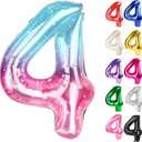 Starry Sky Number 4 Balloon 40 Inch, 4 Balloon Number, 4th Birthday Decorations, Starry Sky Party Supplies for Boys Girls