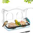 COJOSQC Window Bird Feeder with Strong Suction Cups, Clear Acrylic Design for Close-Up Bird Watching, Durable, Weatherproof, Easy to Install, Large Seed Tray, Drain Holes to Keep Food Dry, For Outdoor