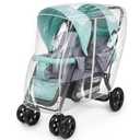 Double Stroller Rain Cover, Waterproof Weather Shield for Tandem Double Stroller, Twins Stroller Cover for Rain/ Wind/ Snow/ Cold/ Dust, Childseat Stroller Weather Shield, Baby Outdoor Accessories