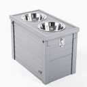 New Age Pet ECOFLEX Piedmont 2-Bowl Elevated Dog Feeder with Sliding Lid Storage Bin - Grey, Ideal for Small Spaces and Taller Dogs, Easy to Clean and Assemble, Non-Toxic and Moisture Resistant