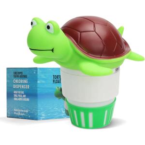 Pool Chlorine Floater, Large Capacity Floating Chlorine Dispenser Fits 3 Inch Tablets for Large and Small Pools,Adjustable Flow, Heavy-Duty Plastic(Turtle)