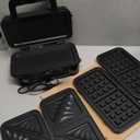 FOHERE Sandwich Maker 3 In 1 Waffle Maker With Removable Plates,1200W Grilled Cheese Maker, 5-gear Temperature Control, Non-stick Coating Easy to Clean, Indicator Lights, Silver/Black