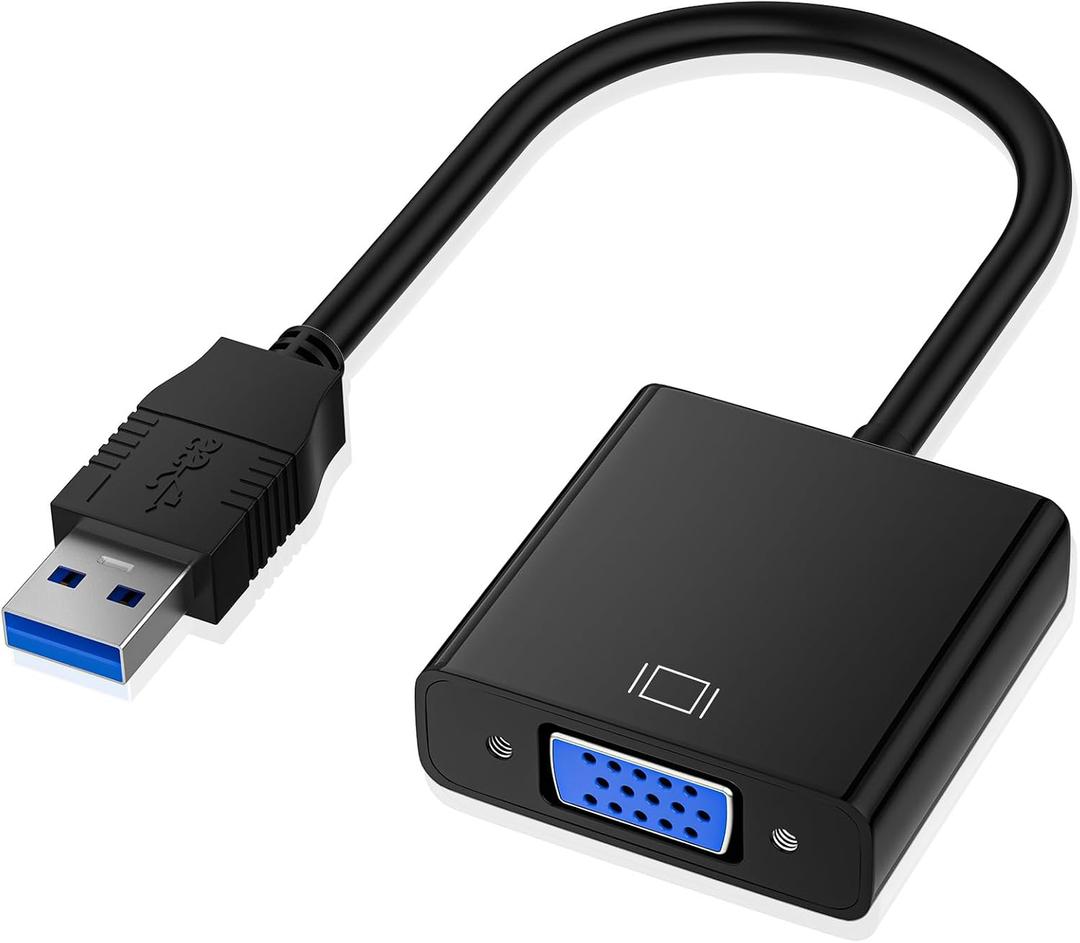 USB to VGA Adapter, USB3.0/2.0 to VGA Adapter Multi-Display Video Converter Full HD 1080P External Video Card Multi Monitor, Desktop, Laptop, HDTV, Monitor, Projector (Windows 10/8.1/8/7)
