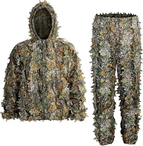 SCYLFEHDP Ghillie Suit, 3D Leafy Ghillie Suit and Camo Suit, Ghillie Suit for Men， Camouflage Suits, Turkey Hunting, Lightweight Gear Hunting Clothes for Outdoor Woodland and Halloween, Size: M