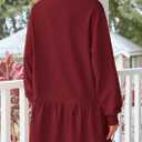 PRETTYGARDEN Womens Patchwork Sweatshirt Dress 2025 Fall Casual Long Sleeve Crewneck Pullover Cute Babydoll Mini Dresses (Wine Red,Small)