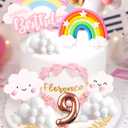 LaVenty Pink On Cloud 9 Cake Decoration On Cloud 9 Birthday Cake Topper 9th Birthday Cake Decoration 9th Bday Party Supplies Clouds Cake Toppers