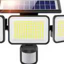 3000 Lumen Low Voltage Black Solar Integrated LED Landscape Flood Light, 5 Adjustable Heads, 3 Brightness Mode