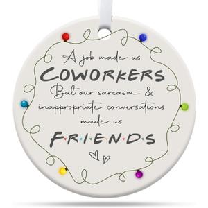 5 x Gifts for Coworkers, Friendship Gifts for Women, Work Bestie, Best Friend, Coworkers Christmas Ceramic Ornament (Coworker 3)