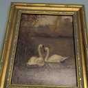 Vintage Gold Framed Swans Wall Art Antique Romantic Swan Lake Cottagecore Painting Canvas Prints Dark Moody Animal Picture Poster Modern Rustic Farmhouse Artwork for Living Room Bedroom Bathroom
