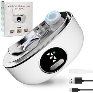 Electric Nail Clipper for Seniors & Adults - Dual-Blade 3-in-1 Automatic Nail Trimmer for Thick Nails with LED Light, Quiet 3-Speed Rechargeable Cutter with Debris Storage