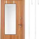 Over-The-Door Mirror Hanger, Adjustable Door Mirror Hanger, 5 Position Height Over The Doors-Mirrors Hook, Mirrors Doors Hangers with 2 Iron Filings and Screws(Color:White)