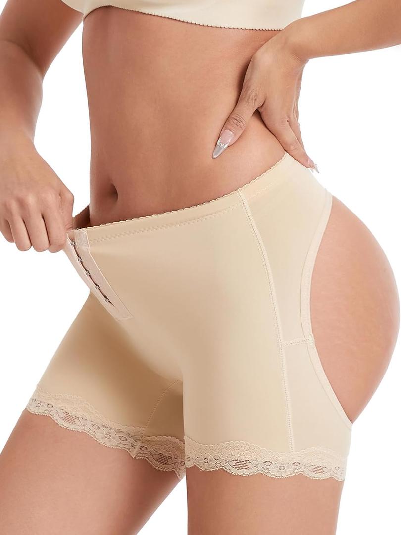 Dulchany Butt Lifting Panties Booty Lifter Underwear for Women Adjustable Hip Enhancer Control Butt Lift Shapewear Shorts (Medium, Beige)