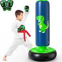 QPAU Inflatable Punching Bag, 48 Inch Stable Inflatable Boxing Bag for 3-6 Kids,Dinosaur Toy & Gifts for Boys and Girls, Kids Boxing Set for Practicing Karate, Taekwondo
