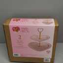 Paris Hilton 2-Tier Heart Serving Tray, Iconic Ceramic Stoneware with Metal Handle, Easy Assembly for Stylish Display, 9-Inch and 7-Inch Plates, Pink