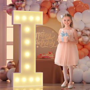 Marquee Light Up Letter Large: 4FT Sign I for Party Decoration Big Stand-up Letters Alphabet for Birthday Marry Me Proposal Bachelor Wedding Engagement Baby Shower Anniversary Graduation Decor