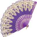 EOSAU Handheld Chinese Folding Fan Hand Fans for Women Foldable Bulk for Party Wedding Church Dancing (Purple)