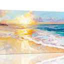 AmoyArt Beach Wall Art for Living Room, Ocean Canvas Wall-Decor for Bedroom, Sunset Picture Print for Home, Lager Size 58x29 Inches