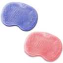 2 PCS Shower Foot & Back Scrubber Mat Hands Free Foot Massager Mat with Non-Slip Suction Cups, Wall Mounted Silicone Bathroom Wash Foot Pad Exfoliating Dead Skin Foot Brush (Pink & Purple)