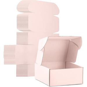 MUNBYN 25 Pack Shipping box 9x6x4 Inch, Corrugated Mailing Box For Small Business, Packing and Moving, Gift Box Mailer, Pink