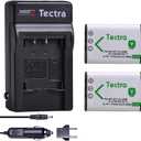 Tectra 2-Pack Battery and Charger Kit for NP-BY1 EN-EL11 LI-60B D-Li78 Compatible with Nikon Coolpix S550 S560 Sony Action Cam Mini HDR-AZ1VR AZ1 AZ1V AZ1VR Olympus FE-370