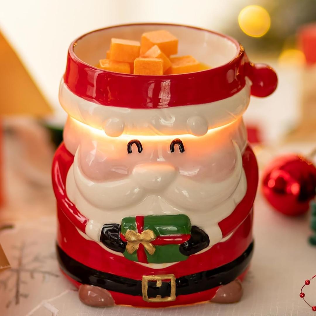 Candeldo Christmas Wax Melt Warmer: Candle Warmer for Scented Wax Cute Electric Fragrance Burner Santa Claus Decor Christmas Birthday Gift for Women