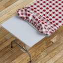 Sorfey Tablecloth -Fitted with Elastic, Vinyl with Flannel Back, Fits for Table 60"x 30" Rectangle,Water Proof, Easy to Clean, Checked Burgundy Design