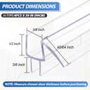 Pangda 4 Pack 3/8" x 39" Shower Door Seal Frameless Glass Shower Door Bottom Side Seal Strip Sweep Clear for Bathroom, Stop Water Leaks, Create a Water Barrier(M Type)