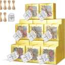 KPOSIYA 60 Pcs Gold Bakery Boxes with Window Individual Cupcake Boxes 4x4x2.5 Inches Cookie Boxes Kraft Paper Gold Gift Box for Pastries, Cookies, Pie, Donuts, Macaroon