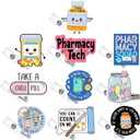 Wavwavw 10 Pcs Pharmacy Badge Reel Funny Pharmacy Technician Gifts Nurse Badge Reel for Doctors Nurses Week Gift Supplies