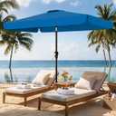 AreShark 6.5 x 10 FT Rectangular Valance Patio Umbrella, Outdoor Umbrella with Tilt and Crank, Market Table Umbrellas W/ 6 Ribs UV Protection for Garden, Deck, Backyard and Pool, Royal Blue