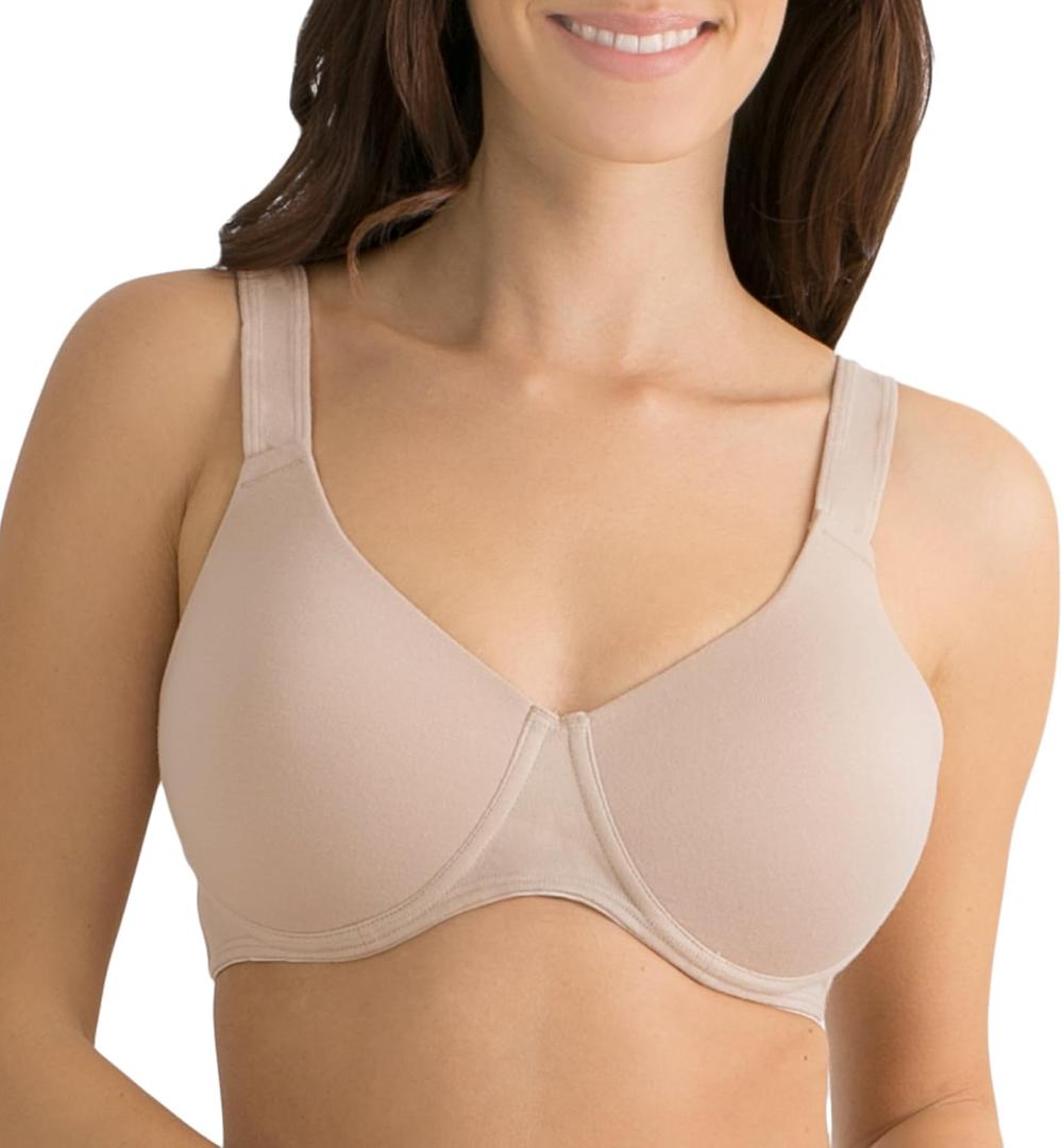 Fruit of the Loom Women's Full Coverage Anti-Gravity Bra  Wire-Free Cotton for Ultimate Comfort (Beige)